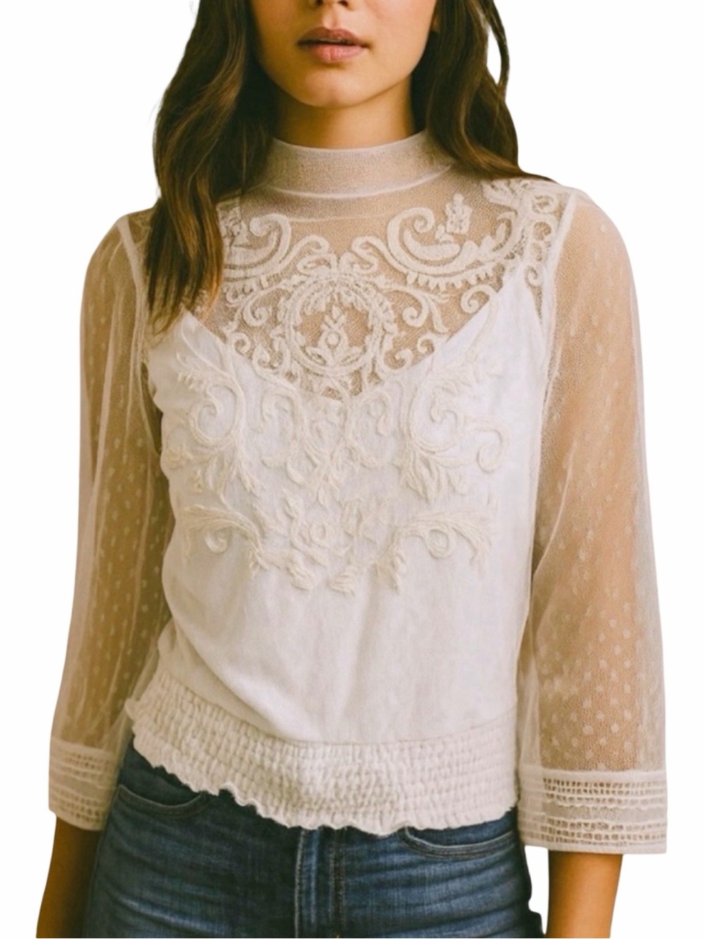Joyfolie x Mia Joy Halston Top - Size Small - Ivory